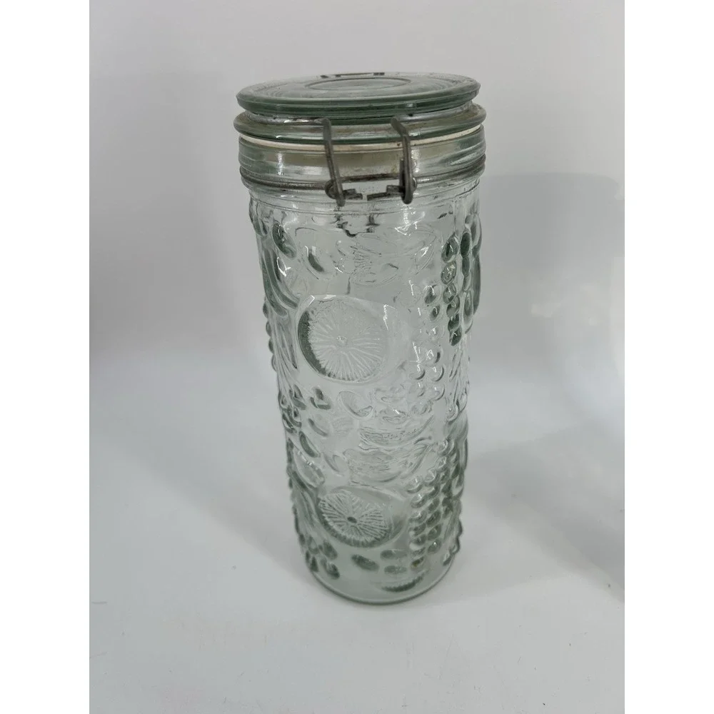 Vintage Elements Fruit Embossed Glass Canisters with Wire Flip Top 10
